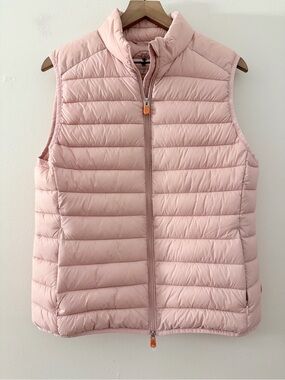 Save the Duck Vest Womens Pink Puffer Full Zip Ultra Light Jacket Soft L